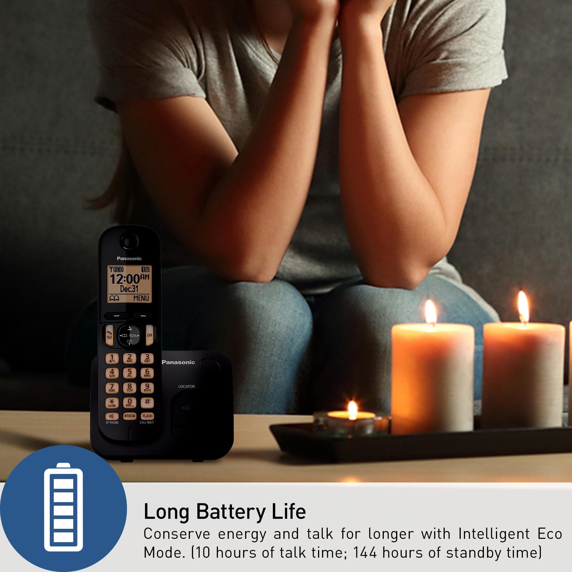 Panasonic × Combi Kankan. Panasonic Telefone sem fio, tela retroiluminada de 4 cm, bloco de